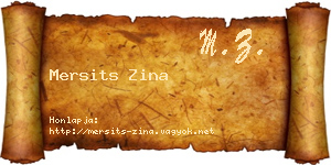 Mersits Zina névjegykártya